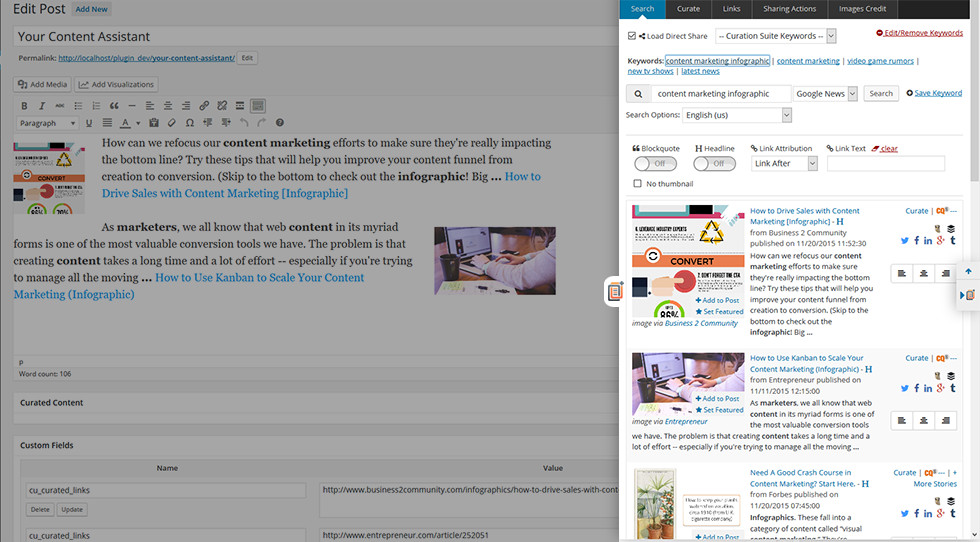 Curation Suite your content marketing assistant Curation Suite sidebar